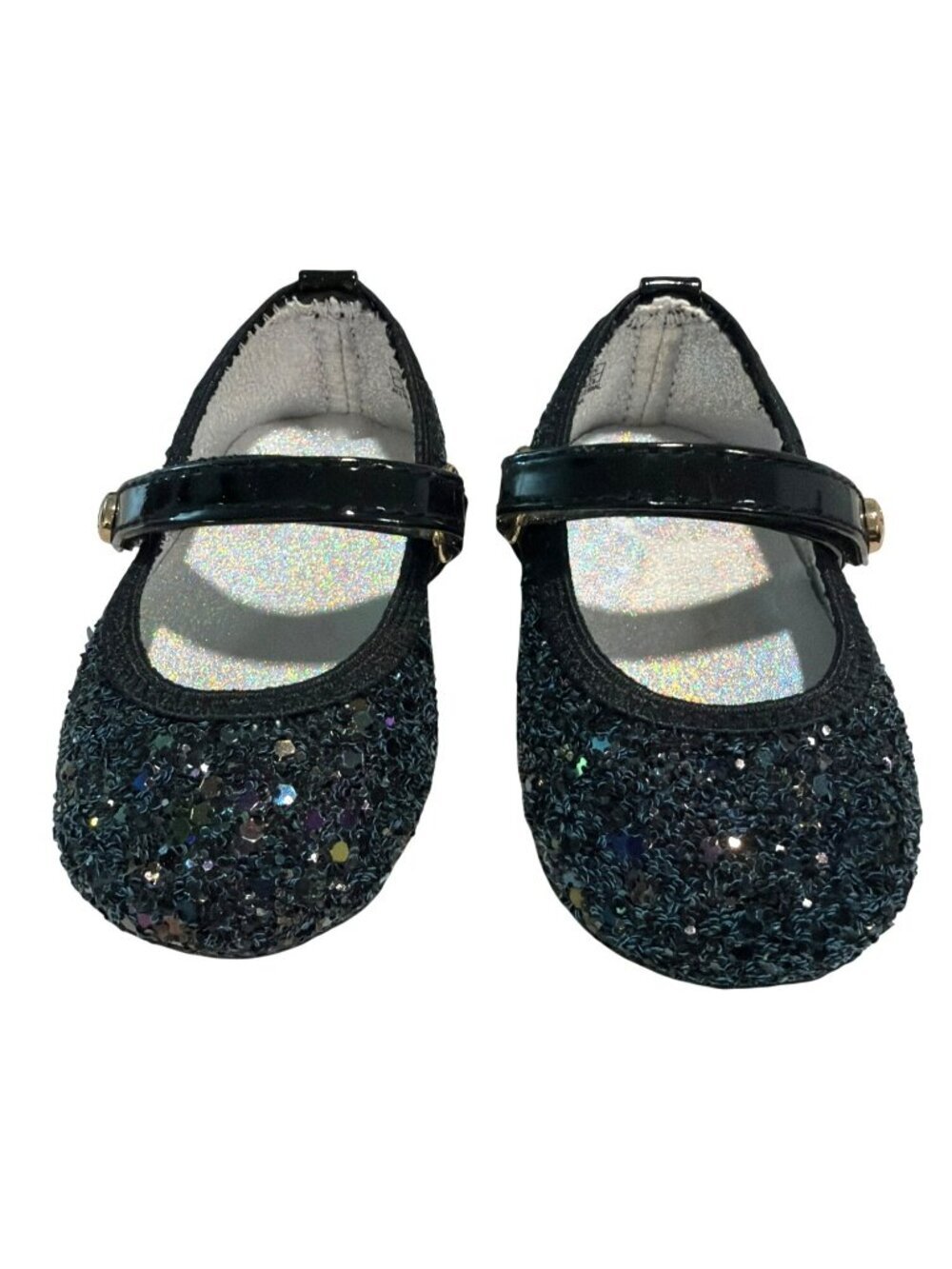 Stuart Weitzman Baby Girls Black Glitter Mary Jane Shoes With Box Size 1 - Picture 2 of 7